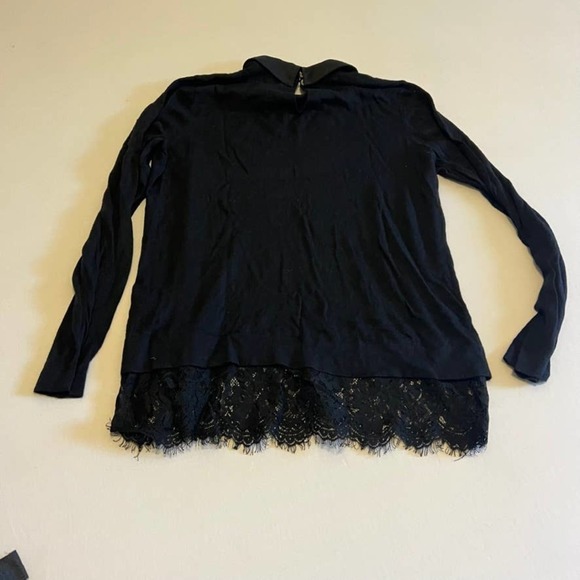 Vince Camuto Black Long sleeve lace trim bottom tunic M - Picture 10 of 11